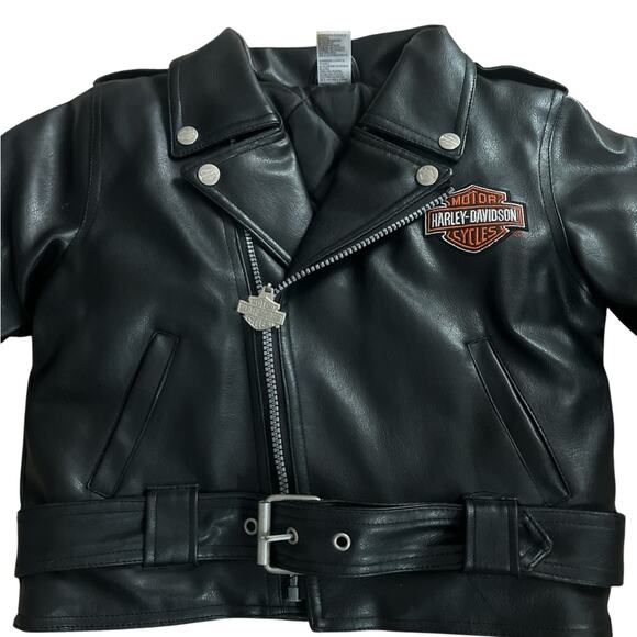 Harley-Davidson Kids Black Jacket with Orange and White Accents - Picture 2 of 4